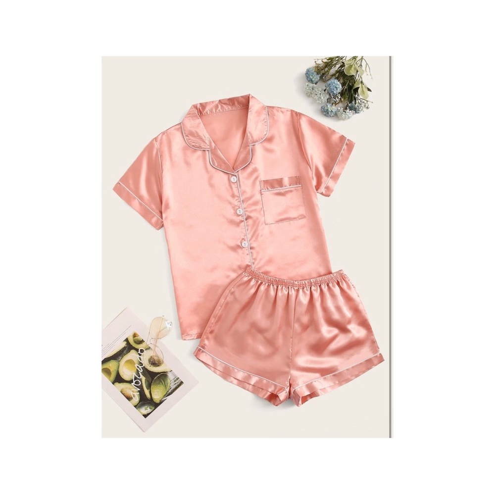PINK Satin Pajama Set SheIn 💗🌸